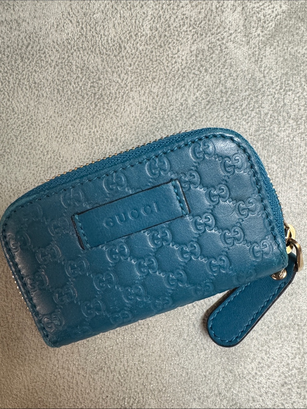 Gucci Teal Microguccissima Zip Around Coin Case